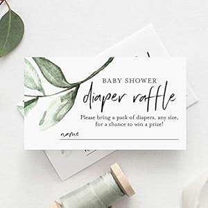 Bliss Collections Diaper Raffle Tickets for Baby Shower, Rustic Greenery, Invitation Card Inserts for Fun Baby Shower…