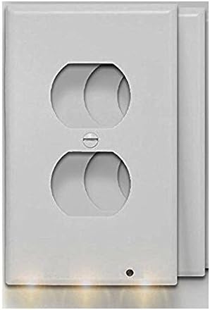 Accellorize Guidelight,Outlet Wall Plate With LED Night Lights - No Batteries Or Wires - Installs In Seconds (Duplex 2 Pack, White)