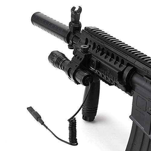 Tactical Flashlight 1200Lumens Zoomable Super Bright LED Rail Light Waterproof with Rechargeable Battery, Pressure Switch, Picatinny Offset Mount for Hunting Camping Outdoors