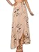 Simplee Apparel Women's Boho Floral Print High Waist Summer Beach Wrap Maxi Skirt Cover Up, Beige, 4/6, Small