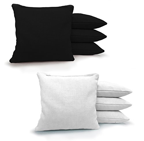 Johnson Enterprises, LLC 8 Standard Corn Filled Regulation Duck Cloth Cornhole Bags! 17 Colors (You Pick)!! (Black/White)