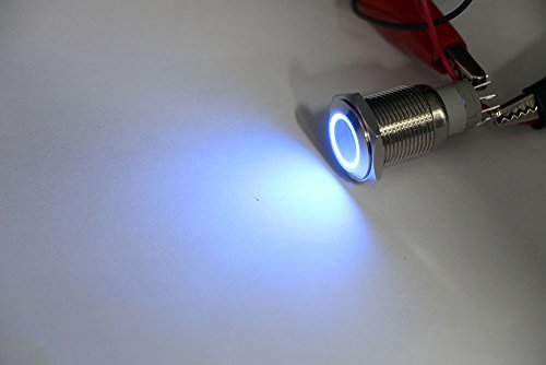 image for Splash Resistant 16mm Power Push Button ON/OFF Latching Switch w/ 12V 