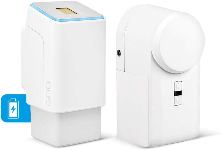 ekey uno Fingerprint mit Akku und Funk inkl. eqiva BLUETOOTH® Smart Türschlossantrieb - Akkubetriebenes Nachrüst-Set für alle gängigen Türen