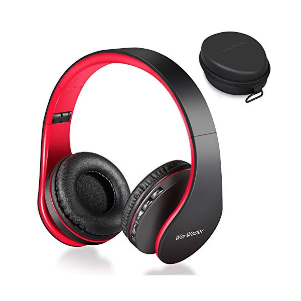 Wireless-Bluetooth-Over-Ear-Stereo-Foldable-Headphones-Wireless-and-Wired-Mode-Headsets-with-Soft-Memory-Protein-EarmuffsBuilt-in-Mic-for-Mobile-Phone-TV-PC-Laptop-BlackRed Wireless Bluetooth Over Ear Stereo Foldable Headphones, Wireless and Wired Mode Headsets with Soft Memory-Protein…