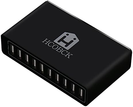 HCOBCK 50W 10-Port USB Wall Charger Hub, iPhone Charger Desktop Power Adapters Charging Station for iPhone X /8/8Plus/7/7Plus /6s / 6Plus, iPad Pro / Air Galaxy S9/ S7/Edge