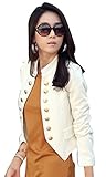 SiikWorld Women's Cropped Coat Two Rows of Buttons Outerwear