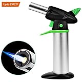 Butane Torch, Culinary Cooking Torch, Refillable Kitchen Blow Torch with Adjustable Flame and Safety Lock for Cooking, Camping, Creme Brulee, Dabs, Soldering, Jewelry, Blazing