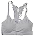 Blue 55 Women's Junior Padded Cut-Out Strappy Cotton Lace Crochet Racerback Bralette (White Wings)