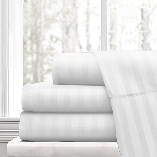 VICTORIA BEDDING 100% Cotton 650-Thread-Count 1-Piece Zipper Closer Duvet/Doona Cover Ultra Soft- Elegant,Comfortable,Soft Hotel & Home Quality!!(White Stripe,UK Super King Size)