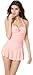 One Piece Pink Halter Push Up Slim Tummy Control Tankini Swim Dress