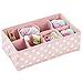 mDesign Fabric 8-Section Divider Drawer Organizer Bin for Baby Nursery Dresser, Closet, Shelf, Changing Table Organization, Hold Clothes, Toys, Diapers, Bib, Blanket - 2 Pack, Pink/White Polka Dot