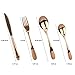 Stainless Steel Flatware Cutlery Set, S-JIANG 4 Piece Rose Gold Sterling Electroplated Metal Mirror Polished Kitchen Tableware Utensil Set, Service for 1 Person