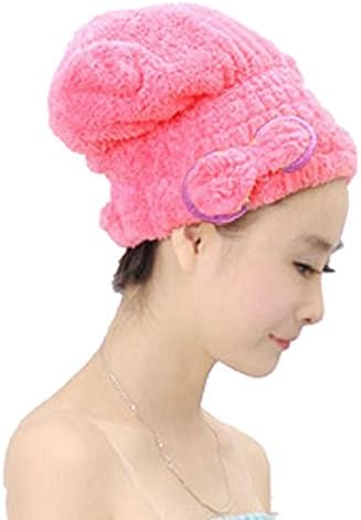 AnchorX New Quickly Dry Hair Hat Wrapped Towel Bath Shower Caps Pink