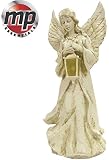 Statuetta Angelo Solare Per Giardino Con Luce LED - Resina Bianca Antica, Resistente Alle Intemperie - 4