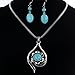 YAZILIND Vintage Elegant Round Rose Pendant Necklace Earrings Jewelry Set