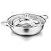 Shabu Shabu 18/10 Stainless Steel & Glass Lid Hot Pot With Divider And Ladles, 13 inch, By Bruntmor