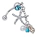 VAGA Belly Button Rings Stainless Steel Jewelry Silver Bellyring/Navel/Bellybutton Piercing/Bananabell With Pearls/Beads and Starfish Cute Trendy Rings