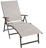 Kozyard Cozy Aluminum Beach Yard Pool Folding Reclining Adjustable Chaise Lounge Chair (1 Pack, Beige)