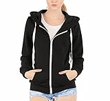 Easyhon Womens Soft Zip up Fleece Hoodie Sweater Jacket (Large, Black)