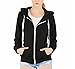 EASYHON Womens Soft Zip Up Fleece Hoodie Sweater Jacket (Large, Black)