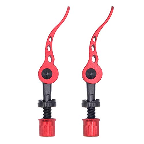 DEERU Bike Seat Clamp Bicycle Clamp Quick Release Seatpost Quick Release, 2 pcs M8x50 Quick Releases in Package, Red