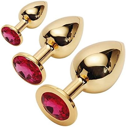 XueFu 3 Pcs Sexy Toy Stainless Steel Metal Plated Golden Anal Plug/Butt Plug/for LOVE (Golden,Rose)