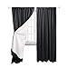 Amazon Basics Room Darkening Blackout Window Curtain with Rod Pocket and Tie Back, 52 x 84 Inches, Black - Set of 2
