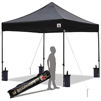 ABCCANOPY Pop up Canopy Tent Commercial Instant Shelter with Wheeled Carry Bag, Bonus 4 Canopy Sand Bags, 10x10 FT Black
