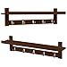 LANGRIA Coat Rack Shelf, Coat Rack Wall-Mounted Bamboo Wooden Hook Rack with 5 Metal Hooks and Upper Shelf for Storage Scandinavian Style for Hallway Bathroom Living Room Bedroom, Bamboo Brown Color