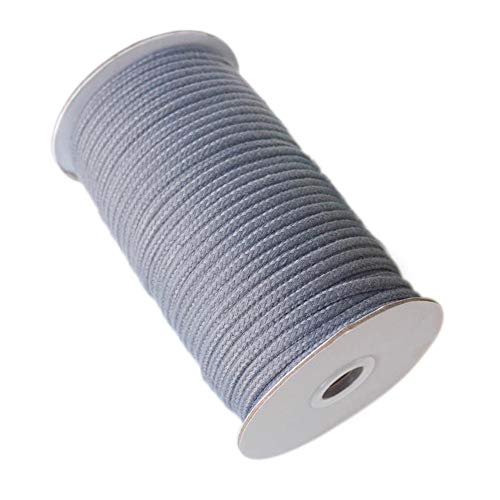 Macrame Cord, Natural Cotton Soft Unstained Macrame Rope for Handmade Plant Hanger Wall Hanging Craft Making (Gray, 5mm x 50m(About 55 yd))