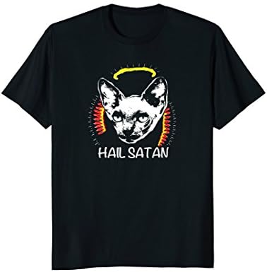 Funny Hail Satan Hairless Cat Sphynx T-Shirt