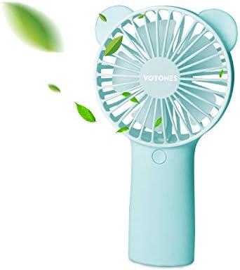 VOTONES Mini Handheld Fan Portable, Personal Portable Desk Stroller Table Fan with USB Rechargeable Battery Cute Panda Bear Fan, Office Room Outdoor Sport Household Camping and Travel Blue