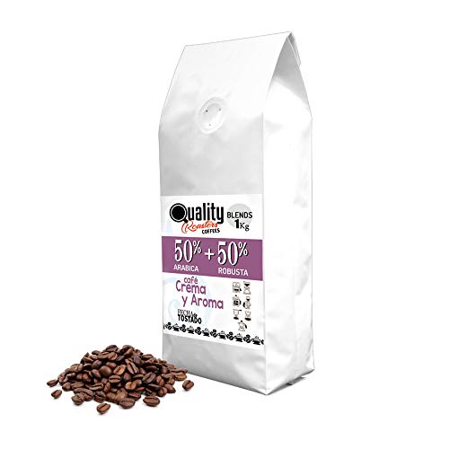 ☕ Café en grano natural "Crema y Aroma". 50 Arabica + 50