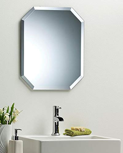 Quality Glass Frameless Decorative Mirror | Mirror Glass for Wall | Mirror for bathrooms | Mirror in Home | Mirror Decor | Mirror Size : 18 inch x 24 (QG-FL-013)