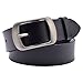 Vonsely Soft Wide Leather Belt for Jeans Shorts, Classic Plain Pattern Trousers Leather Belt with Metal Buckle, Black Belt 115CM