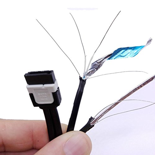 Chezaa Hard Drive Data Cable, 2Pcs SATA 3.0 III SATA3 6Gb/s SSD Hard Drive Data Direct/Right Angle Cable (Black)