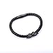 U7 Black Skull Bracelet Men Punk Biker Surfer Bracelets Black Metal Plated Stainless Steel Clasp Braided Leather Surfer Bracelet for Men, 8.3