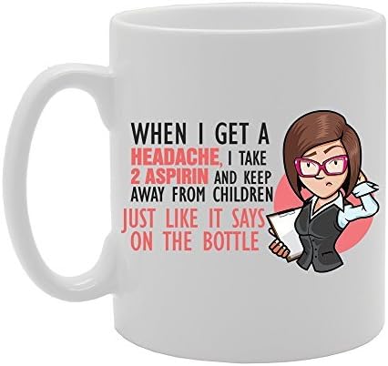 MG3804 Slogan - When I Get A Headache I Take 2 Aspirin And Keep Away From Children Novelty Gift Printed Tea Coffee Ceramic Mug