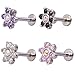 LIZD Labret Lip Stud Piercing Helix Cartilage Daith Earring Barbell Body Jewelry AAA Zircon Crystal Flower Style (Purple（1pair）)