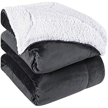 HOMEIDEAS Super Warm Sherpa Blanket King Size Winter Fuzzy Thick Fleece Blankets Extra Soft for Bed Couch 108 x 90 Inches,Dark Grey