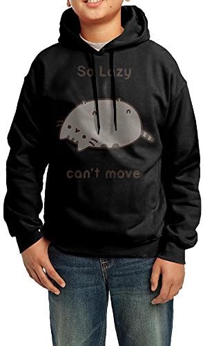 Proro Pusheen Men's So Lazy Cant Move T-Shirt Long Sleeve Round Neck Lovely Sweatshirts Sweater For Teenager