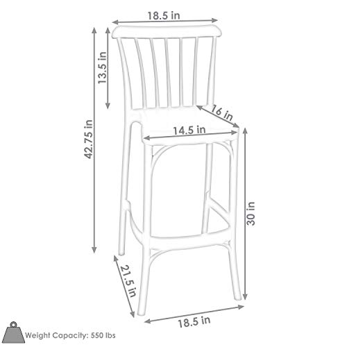Sunnydaze Woodway AllWeather Plastic Patio Barstool Seat Modern