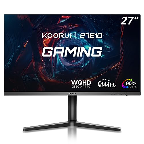 KOORUI Gaming-PC-Monitor 27, 144 Hz, Auflösung WQHD (2560 x 1440), 1 MS, Display-Port & 2 x HDMI, FreeSync kompatibel, Schwarz