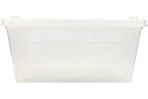 EXOTIC NUTRITION Happy Habitat - Ventilated Enclosure & Breeder Box - for Live Feeder Insects, Reptiles, Amphibians & Other Small Pets - Durable Plastic Portable Terrarium (Medium)