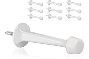 KOVOSCH 10 Pack Solid Rigid Door Stops - Heavy Duty Durable Door Stoppers Wall Protector with Soft Rubber Tips, White
