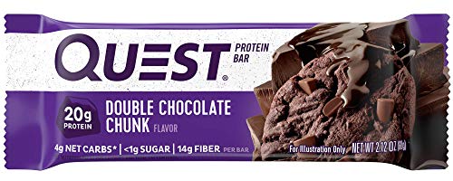 Quest Nutrition Double Chocolate Chunk Protein Bar, High Protein, Low Carb, Gluten Free, Soy Free, Keto Friendly, 12 Count