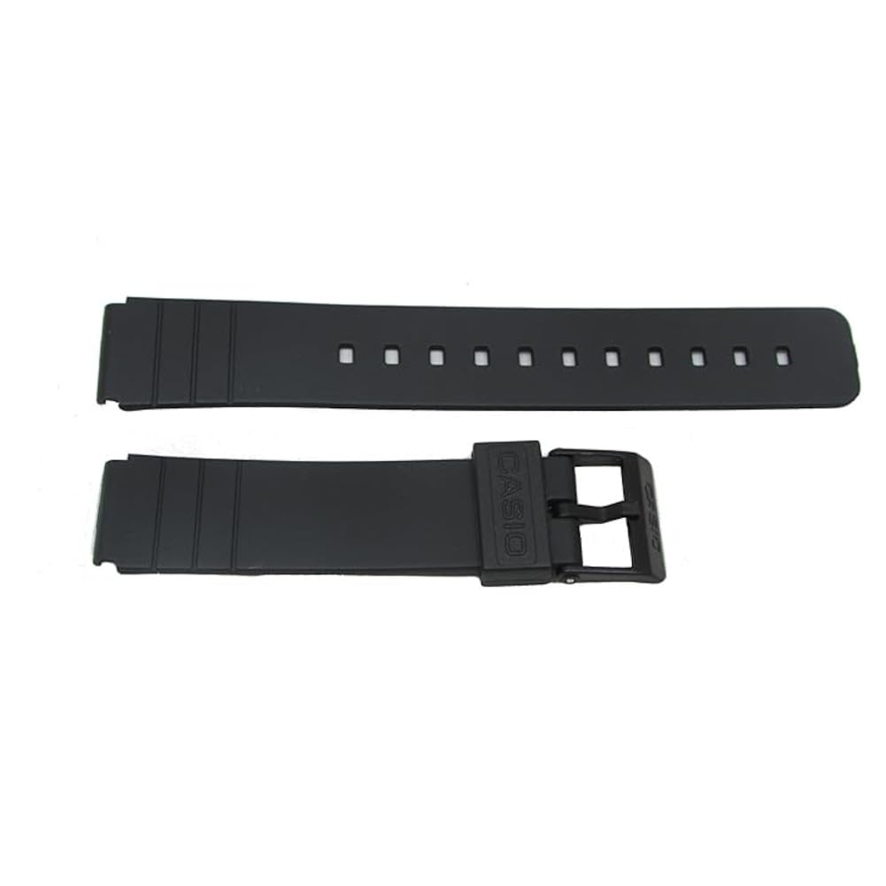 Casio Rubber Watch Band-16mm Fits: MQ-24CC-4B2W, MQ-24CC-4B3W, MQ-24CC-9B2W, MQ-24-1B2LSW, MQ-24-1B3LLSW, MQ-24-1B3LSW, MQ-24-1BLLSW, MQ-24-1BLSW, MQ-24-ELSW, MQ-24-7B2LLSW, Black, Modern