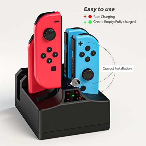 Charging Station for Switch, WeiCheng Switch Controller Charger Joy Con Charging Dock Stand Fast Charger Station for Nintendo Switch with LED Indicator Black
