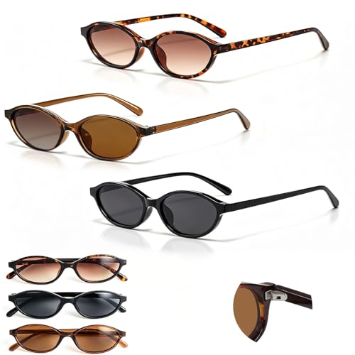 GALASALA 3PCS Lentes de Sol Mujer, Lentes de Sol Retro UV400, Lentes AC Montura PC Ultraligera, Gafas de Sol Mujer que Realzan el Rostro, Ideal para Playa, Piscina, Conducir y Uso Diario