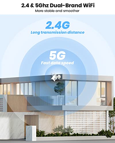 AOSU 2K Security Camera Outdoor with Color Night Vision, 2 Pack Wired Home Security Cameras Support 24/7 Recording, Auto Tracking, Voice Changer, 2 Way Audio, 2.4/5 GHz WiFi, Works with Alexa/Google